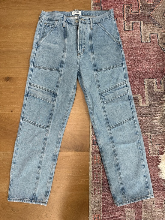 Agolde Denim - Agolde Light Blue Patchwork Carpenter Straight Jeans - women